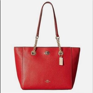 Coach Pebble Turnlock Chain Tote